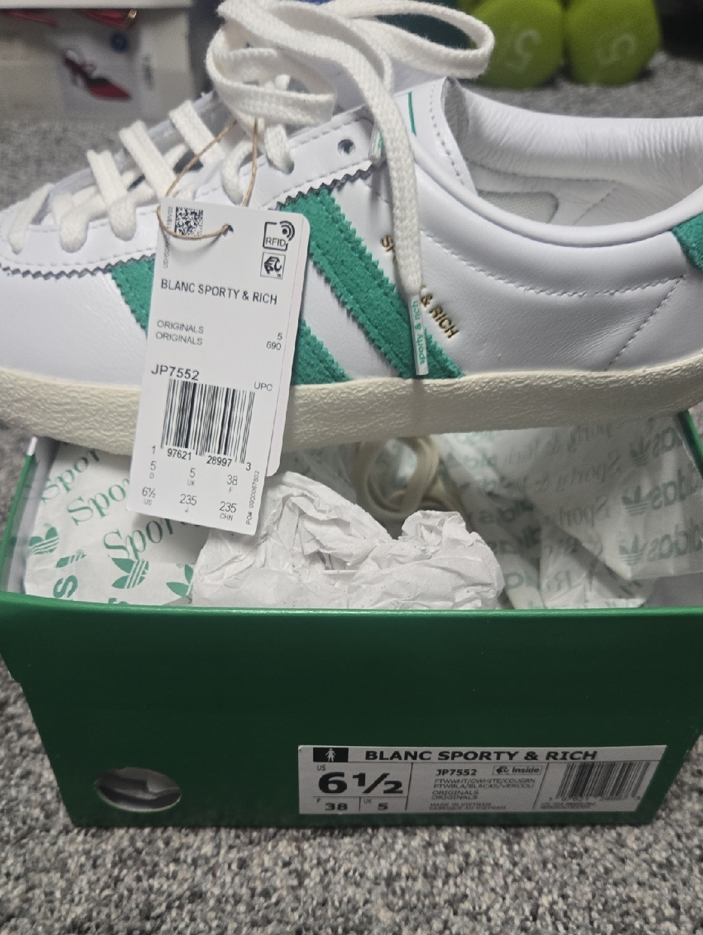 Adidas SPORTY AND RICH White Sneakers with Teal Green Accents